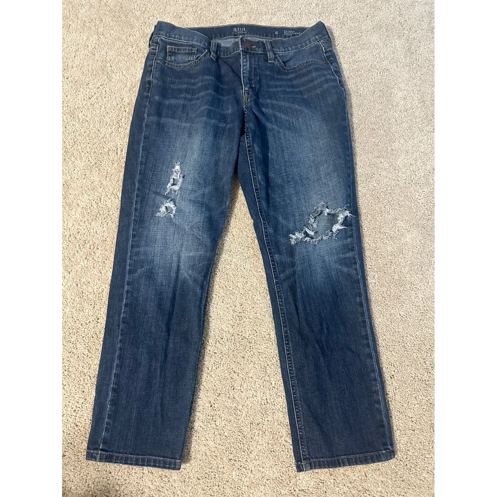 a.n.a Skinny Boyfriend Crop Distressed Jeans Women's Size 6 Ripped Denim